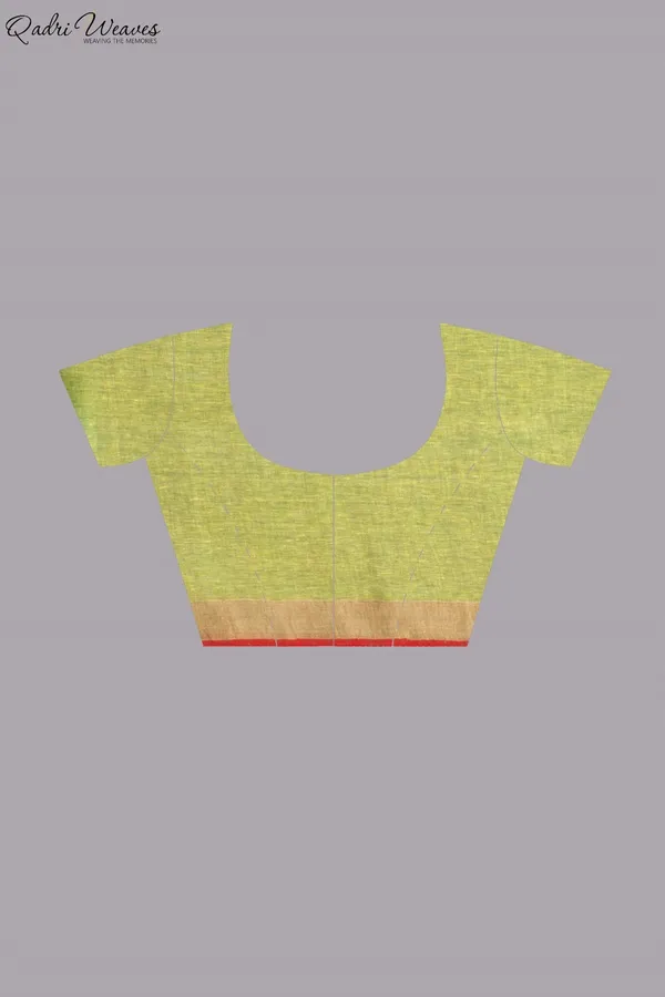 Handloom_Pear_Green_Pure_Linen_Jamdani_&_Fish_Motif_All_Saree