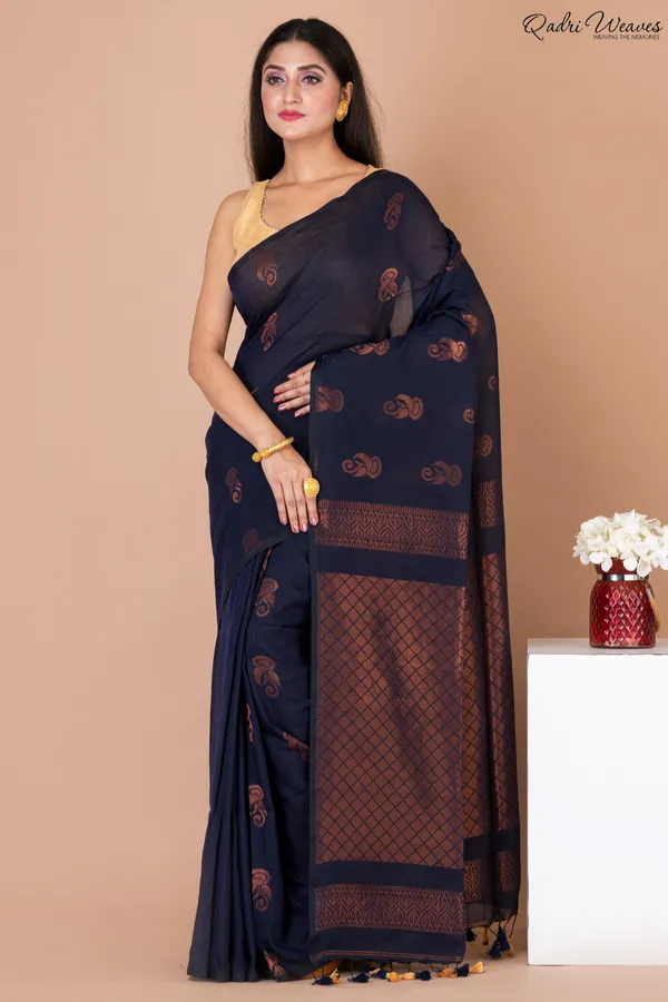 Blue_Cotton_Premium_&_Elegant_Saree_For_Women