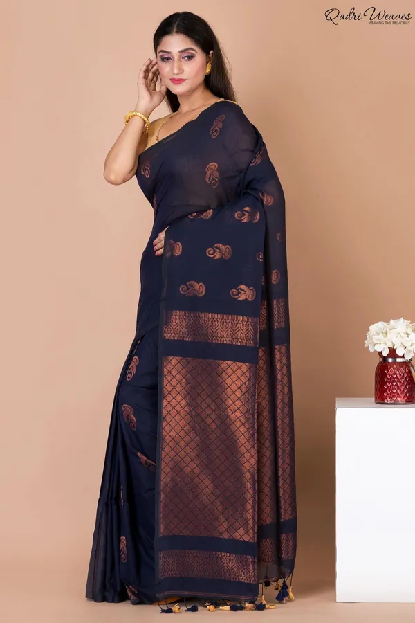 Blue_Cotton_Premium_&_Elegant_Saree_For_Women