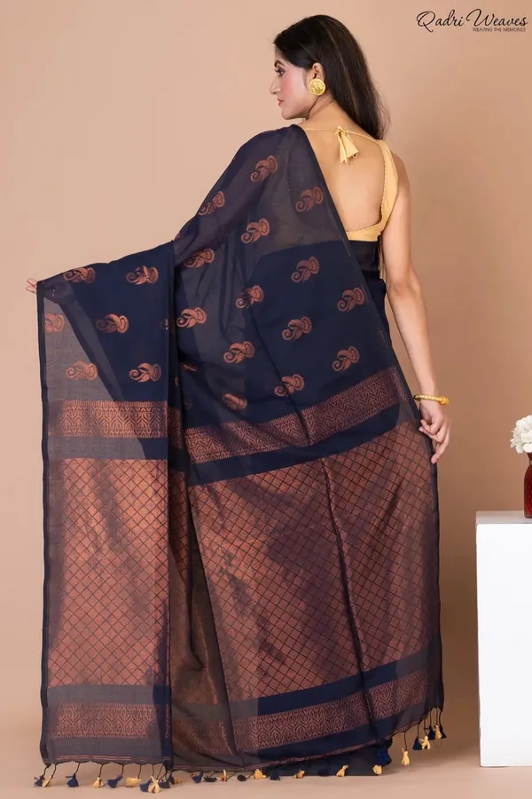 Blue_Cotton_Premium_&_Elegant_Saree_For_Women