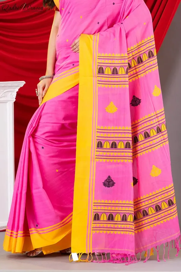 Handloom_Pink_Mercerized_Cotton_(100/2_Count)_Saree