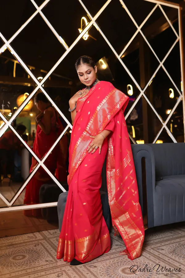 Handloom_Rani_Pink_Premium_Cotton_With_Golden_Zari_Work_Saree