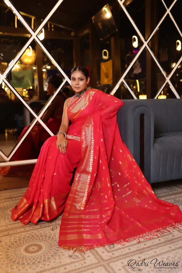 Handloom_Rani_Pink_Premium_Cotton_With_Golden_Zari_Work_Saree