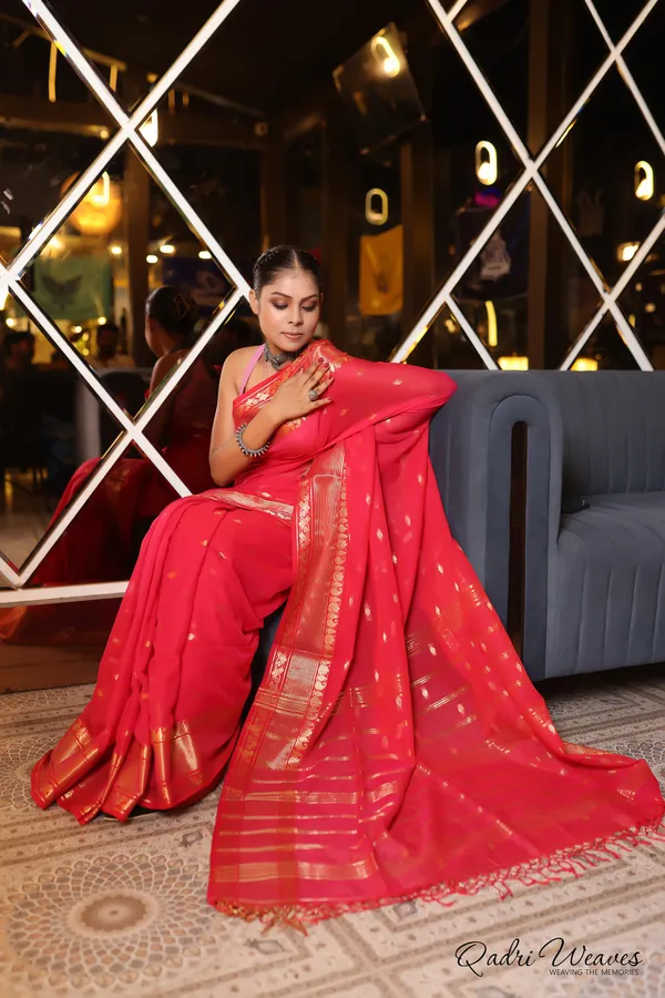 Handloom_Rani_Pink_Premium_Cotton_With_Golden_Zari_Work_Saree