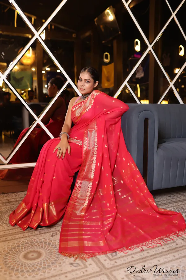 Handloom_Rani_Pink_Premium_Cotton_With_Golden_Zari_Work_Saree