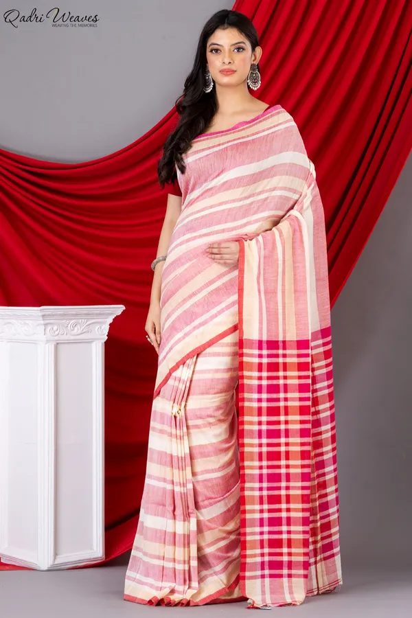 Handloom_Raspberry_Premium_Mulmul_Khadi_Cotton_Saree