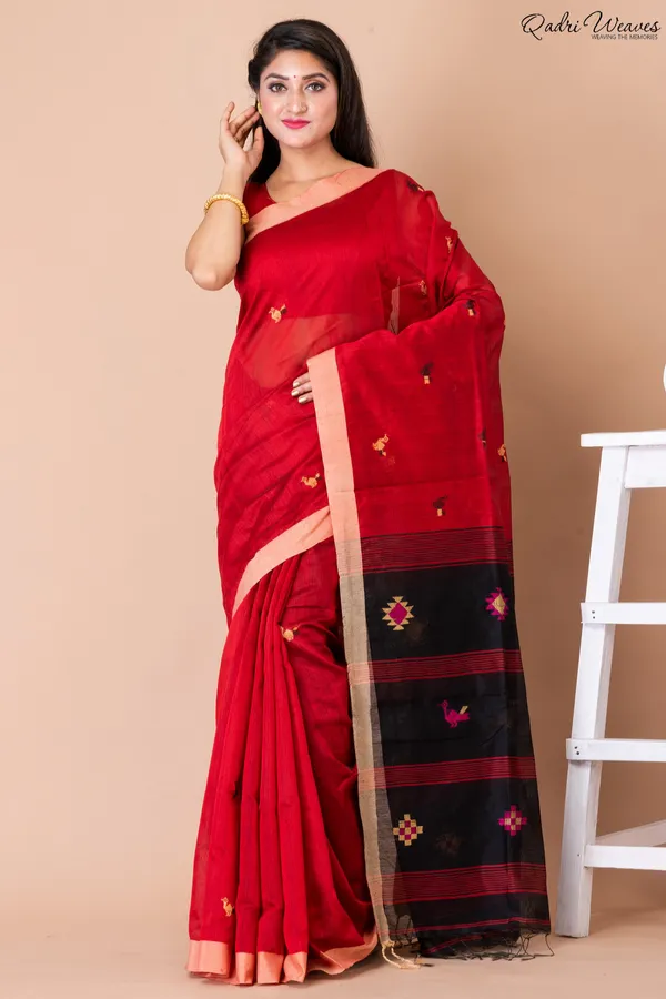 Red_Acrylic_Cotton_Silk_Premium_&_Elegant_Saree_For_Women