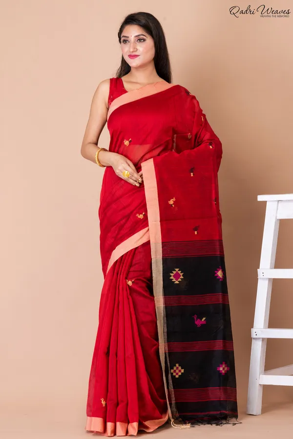 Red_Acrylic_Cotton_Silk_Premium_&_Elegant_Saree_For_Women