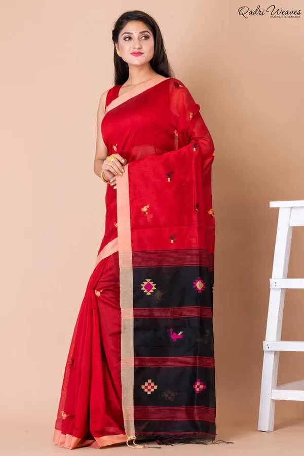 Red_Acrylic_Cotton_Silk_Premium_&_Elegant_Saree_For_Women