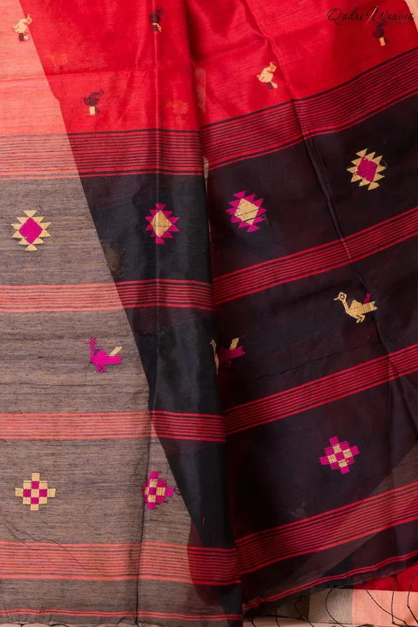 Red_Acrylic_Cotton_Silk_Premium_&_Elegant_Saree_For_Women