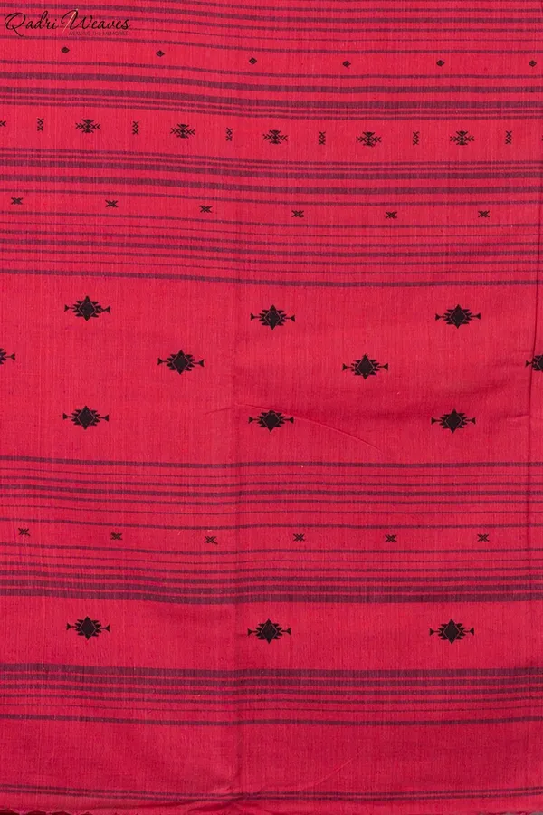 Handloom_Red_Khadi_Cotton_Tangail_Saree