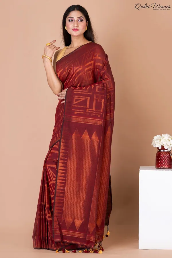 Handloom_Red_Pure_Cotton_Saree_With_Zari_Work