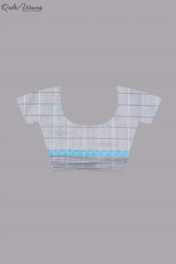 Handloom_Silver_Grey_Mercerized_Cotton_(100/2_Count)_Saree