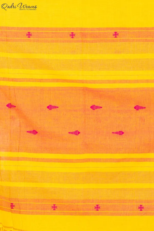 Handloom_Sunflower_&_Pink_Fish_Motif_Premium_Khadi_Cotton_Saree
