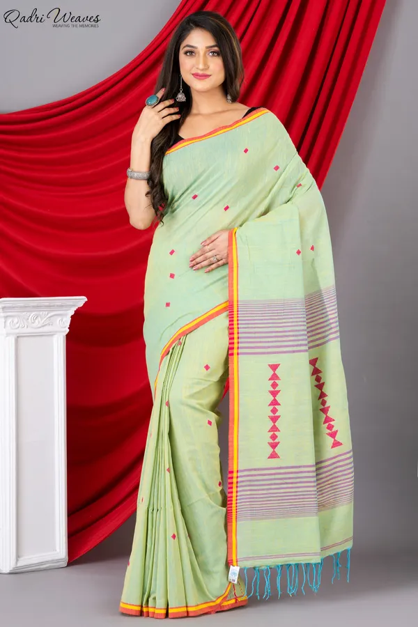 Handloom_Tea_Green_Premium_Khadi_Cotton_Saree