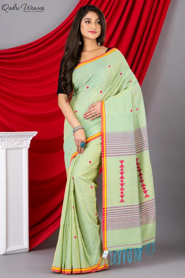 Handloom_Tea_Green_Premium_Khadi_Cotton_Saree