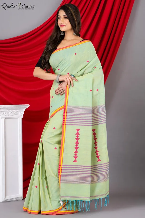 Handloom_Tea_Green_Premium_Khadi_Cotton_Saree
