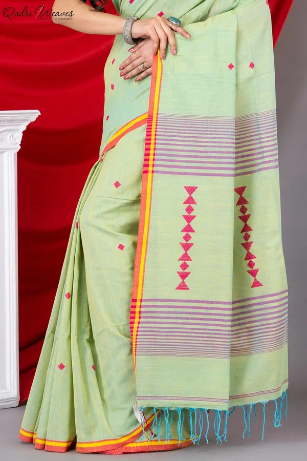 Handloom_Tea_Green_Premium_Khadi_Cotton_Saree