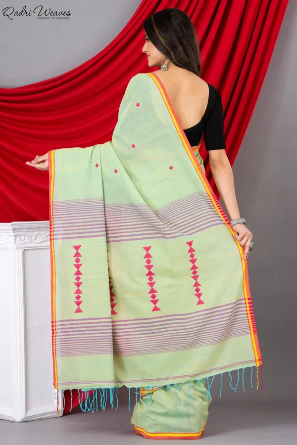 Handloom_Tea_Green_Premium_Khadi_Cotton_Saree