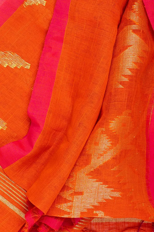 Orange_Linen_Premium_&_Elegant_Saree_For_Women