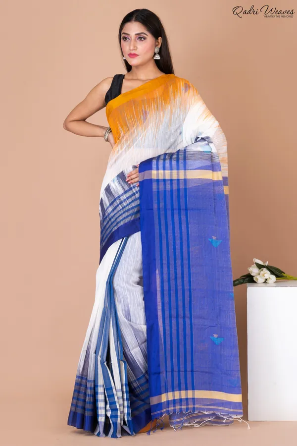 White_Khadi_Silk_Premium_&_Elegant_Saree_For_Women