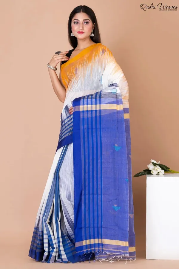 White_Khadi_Silk_Premium_&_Elegant_Saree_For_Women