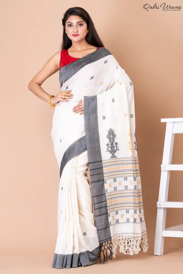 White_Cotton_Premium_&_Elegant_Saree_For_Women
