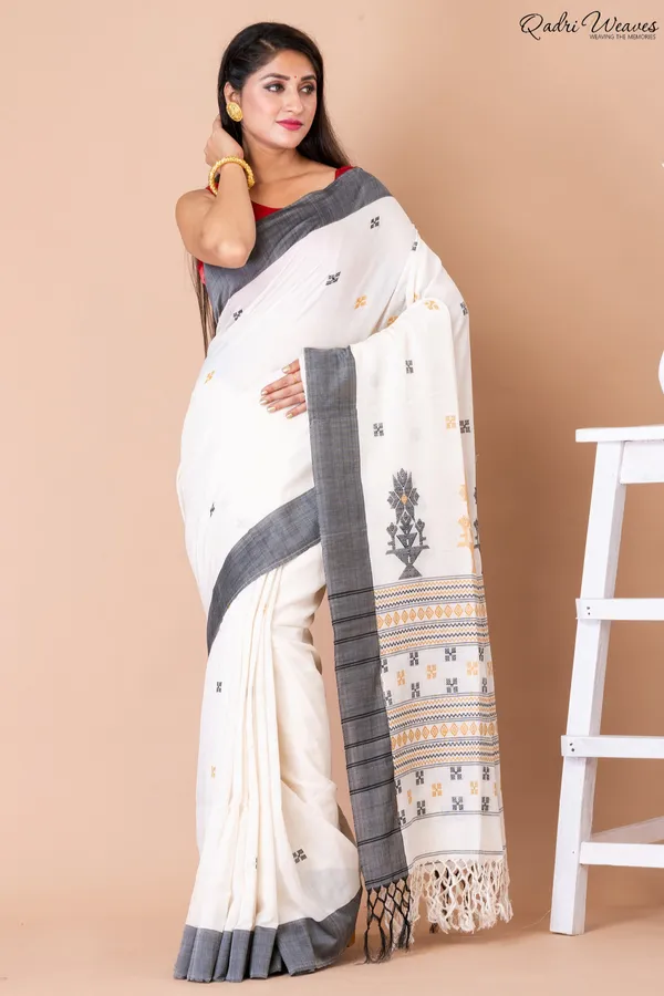 White_Cotton_Premium_&_Elegant_Saree_For_Women