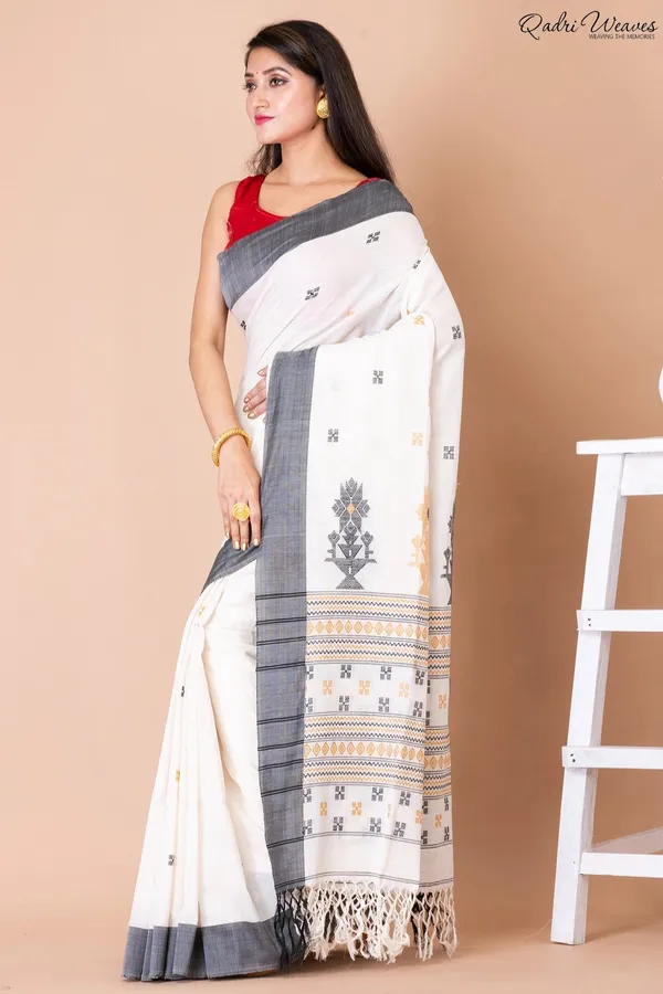 White_Cotton_Premium_&_Elegant_Saree_For_Women