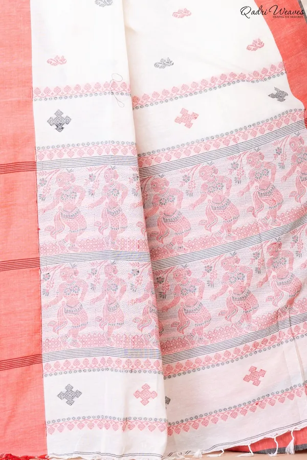 Handloom_White_&_Pale_Red_Baluchari_Saree