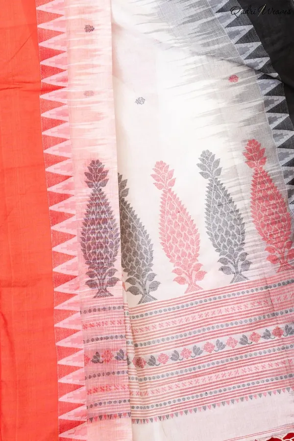 Handloom_White_&_Red_Pure_Cotton_Ikat_Saree