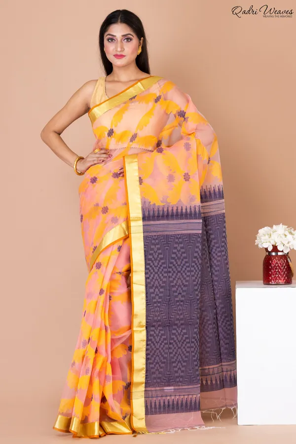 Handloom_Yellow_&_Mulberry_Kota_Silk_Saree