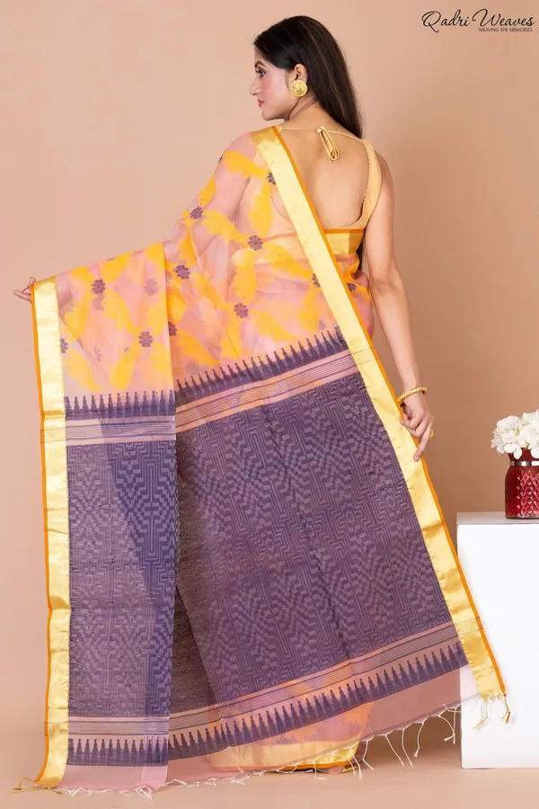 Handloom_Yellow_&_Mulberry_Kota_Silk_Saree