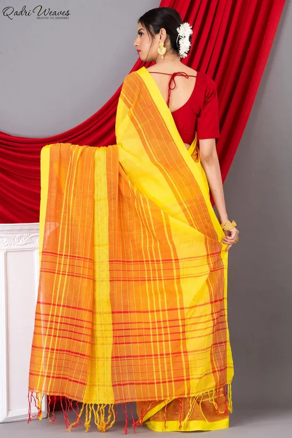 Handloom_Yellow_Pure_Premium_Cotton_Tangail_Saree