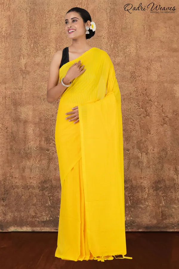 Lemon_Yellow_Striped_Khadi_Saree