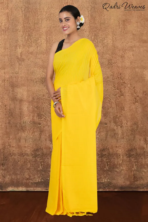 Lemon_Yellow_Striped_Khadi_Saree