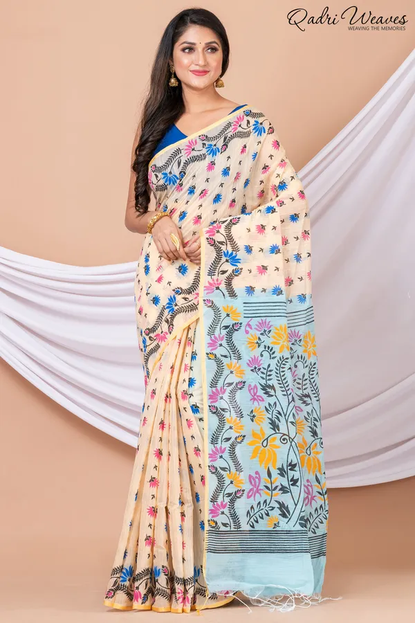 Printed_Hazel_Cotton_Silk_Flower_Design_Saree