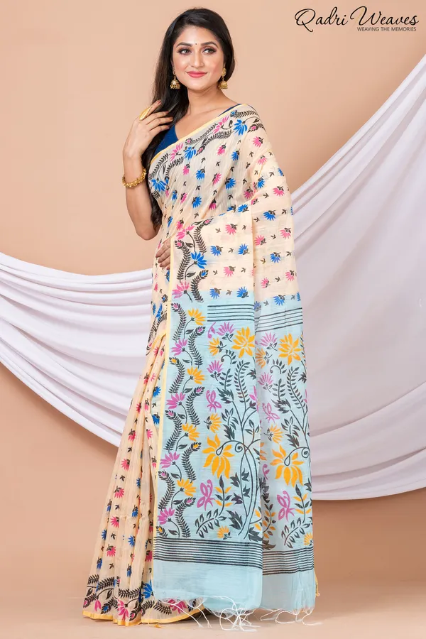 Printed_Hazel_Cotton_Silk_Flower_Design_Saree