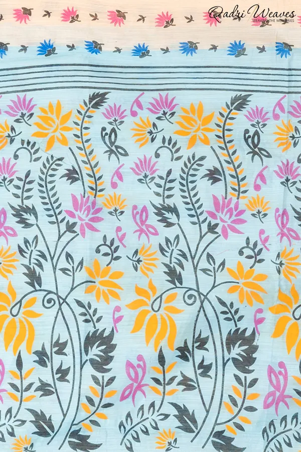 Printed_Hazel_Cotton_Silk_Flower_Design_Saree
