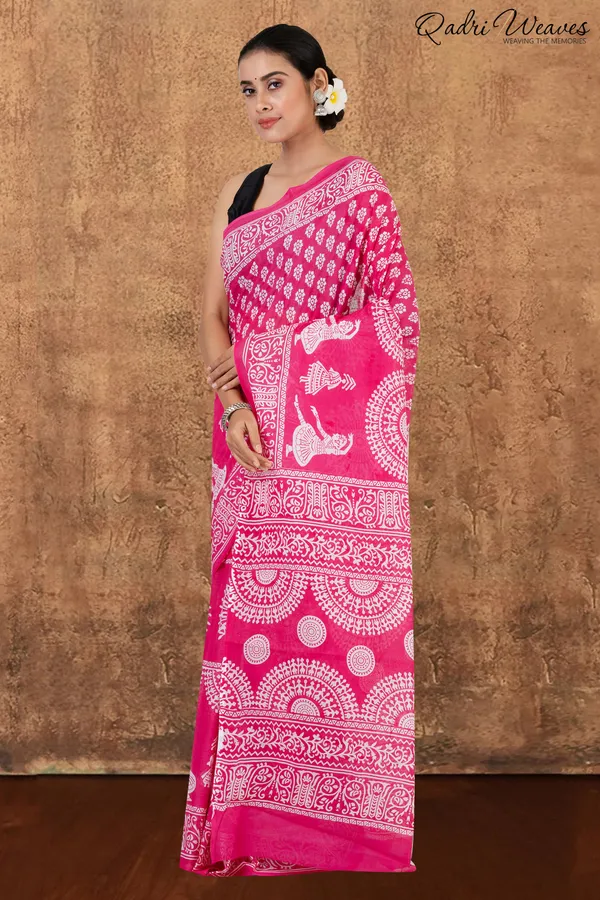 Printed_Pink_Classical_Dance_Design_Pure_Mulmul_Saree