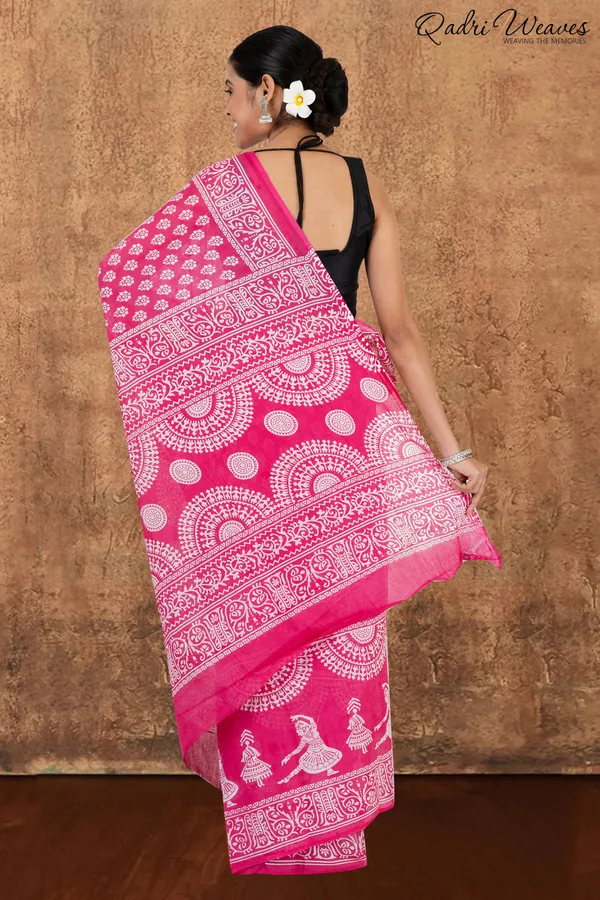 Printed_Pink_Classical_Dance_Design_Pure_Mulmul_Saree