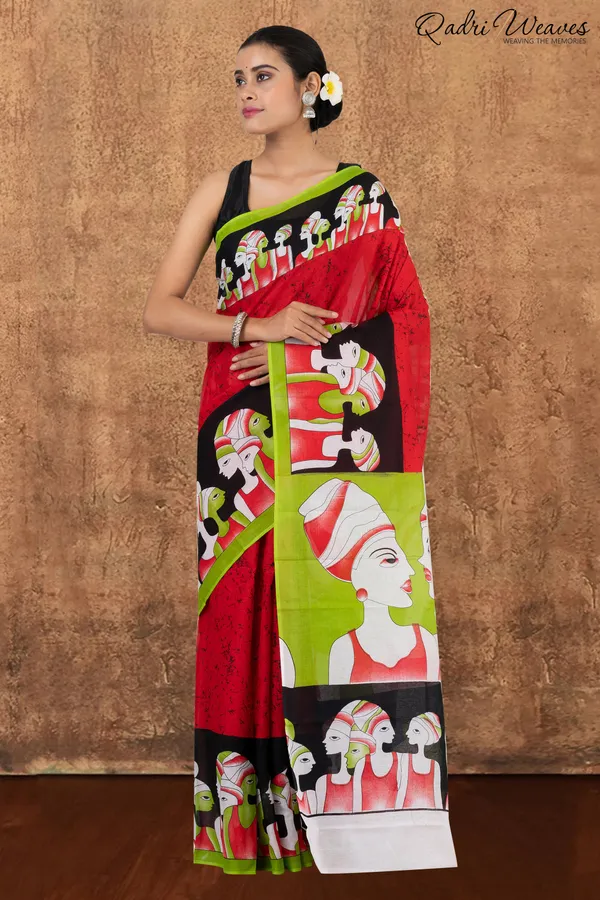 Printed_White_&_Red_Pure_Mulmul_Cotton_Saree