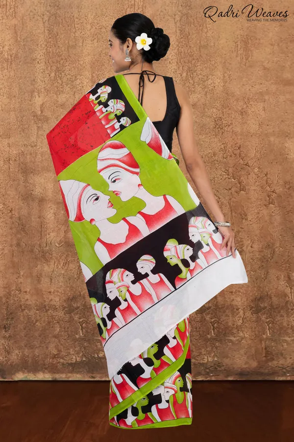 Printed_White_&_Red_Pure_Mulmul_Cotton_Saree