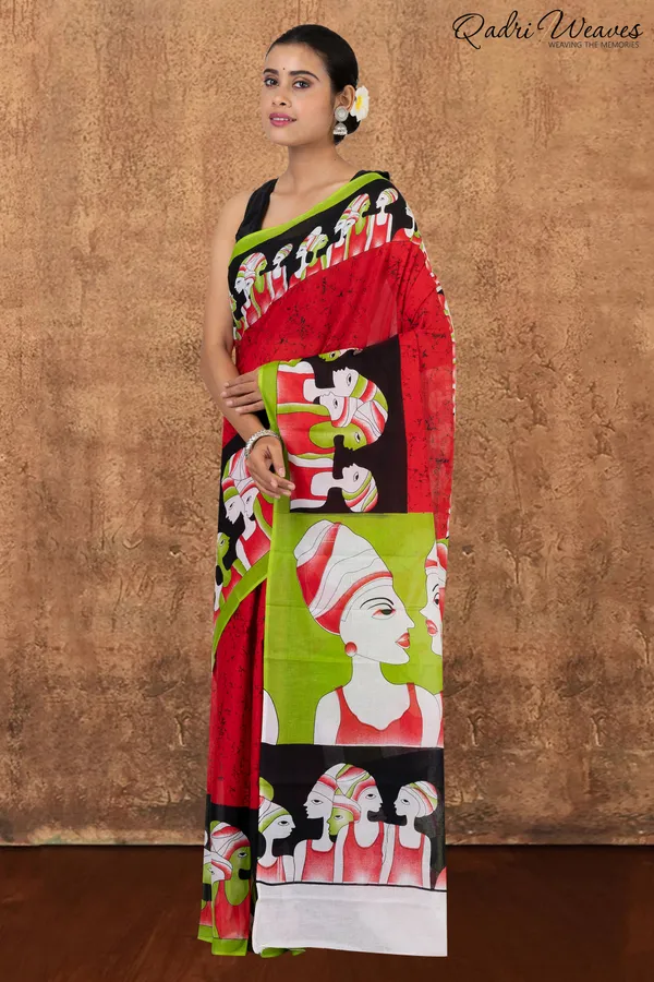 Printed_White_&_Red_Pure_Mulmul_Cotton_Saree