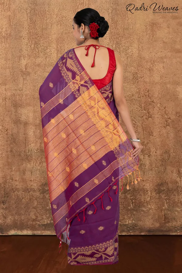 Purple_&_Copper_Korat_Linen_Saree_With_Blouse