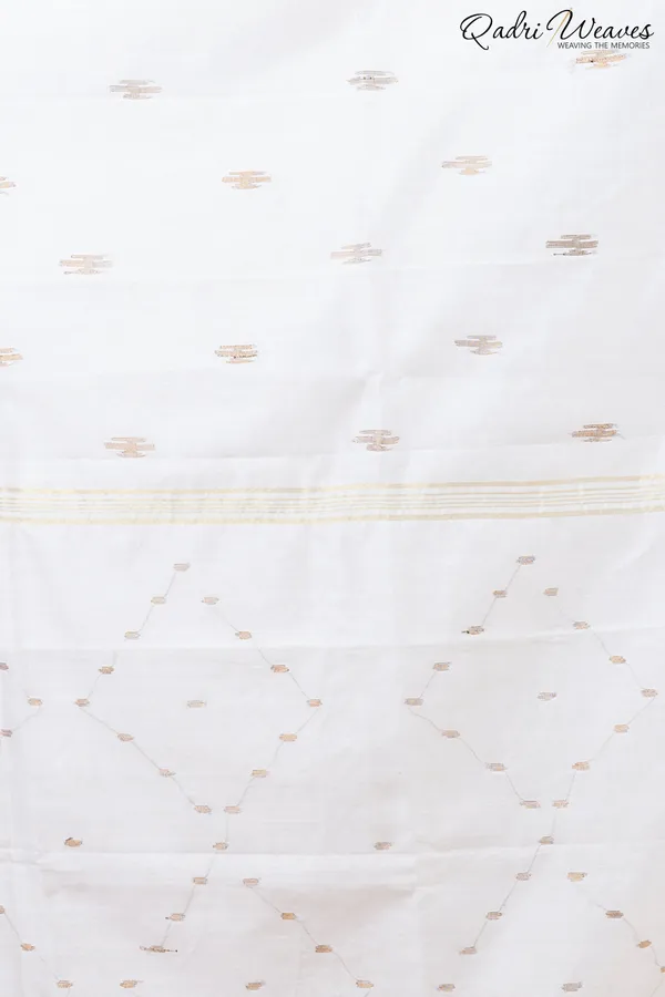 White_Cotton_Silk_Butti_Saree_With_Golden_Border