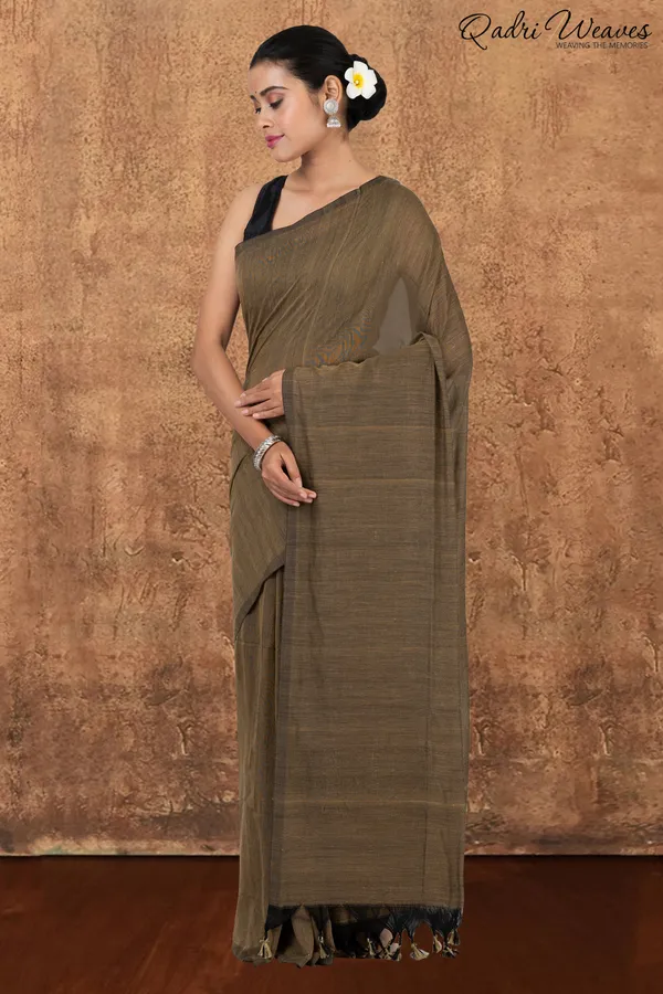 Wood_Brown_Pure_Khadi_Saree