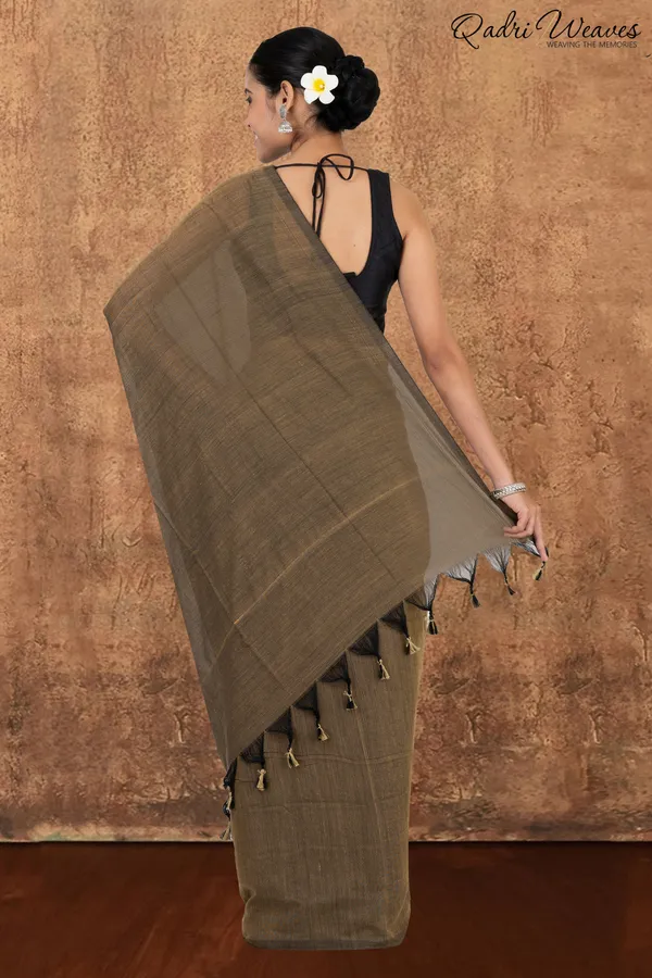 Wood_Brown_Pure_Khadi_Saree