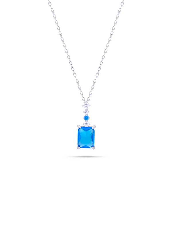 925_Silver_White_Swarovski_Zircon_With_Semi_Precious_Blue_Stone_Chain_For_Women