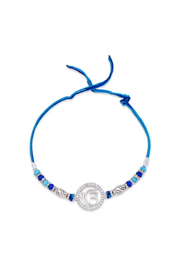 925_Silver_Blue_Rakhi_With_Precious_White_Zircon_Stone_For_Women